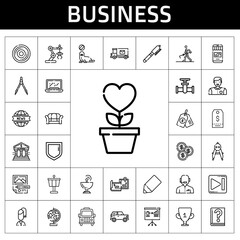 Fototapete - business icon set. line icon style. business related icons such as next, news reporter, seal, satellite dish, laptop, presentation, bank, security, mail truck, car, pen