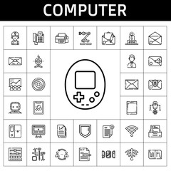 Fototapete - computer icon set. line icon style. computer related icons such as components, mail, setting, network, robot, tablet, computer, security, file, fax, signal, businessman, tasks
