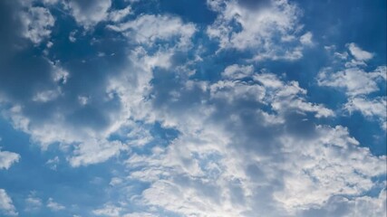 Wall Mural - time lapse. blue sky with white clouds moving across the sky. across the blue sky and block the sun.