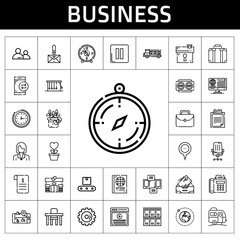 Fototapete - business icon set. line icon style. business related icons such as conveyor, smartphone, truck, wall clock, video, clipboard, house, newtons cradle, passport, portfolio, options