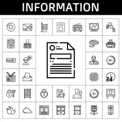 Fototapete - information icon set. line icon style. information related icons such as video, cctv, pie, padlock, without, analytics, file, signs, percentage, cloud computing, email