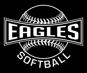 Wall Mural - eagles softball graphic-one color-white is a one white on black sports design which includes a softb