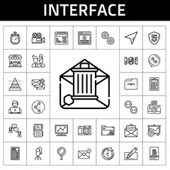 Fototapete - interface icon set. line icon style. interface related icons such as cursor, video, photo camera, voice recorder, analytics, bar, search, phone call, share, html, camera