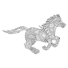 Wall Mural - hand drawn of horse in zentangle style