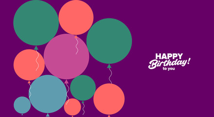 Wall Mural - Birthday. Simple, fun, vector illustrations. A pattern of festive balloons