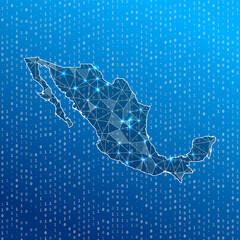 Poster - network map of mexico. country digital connections map. technology, internet, network, telecommunica