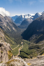View Of Gulliver River And Milford Sound From Gertrude Saddle Route In Fiordland National Park, South Island, New Zealand