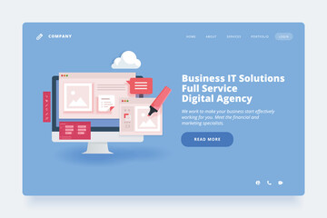 web design template. vector illustration concept of website or landing page design for design agency