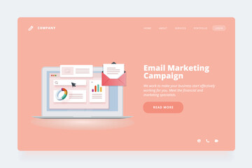 Web design template. Vector illustration concept of website or landing page design for email marketing, digital advertising, newsletter, marketing campaign, market research.