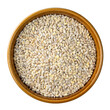 raw pearl barley groats in round bowl cutout
