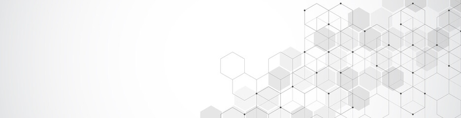 Wall Mural - Abstract background with geometric shapes and hexagon pattern.