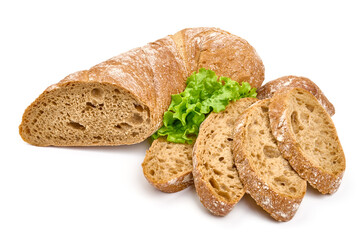 Ciabatta, Italian traditional bread, isolated on white background. High resolution image.