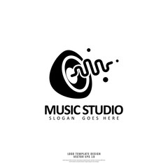 Wall Mural - Music studio logo design template isolated on white background