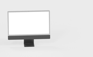 Realistic new flat screen computer monitor 3d style mockup with blank screen isolated 3d