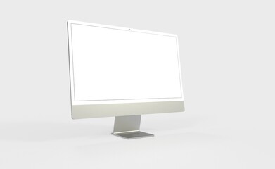 Realistic new flat screen computer monitor 3d style mockup with blank screen isolated 3d