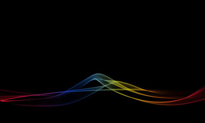 Poster - Abstract colorful waves line , black background