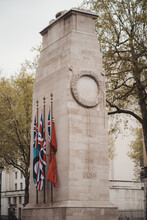 The Cenotaph With Flags On Sunny VE Day