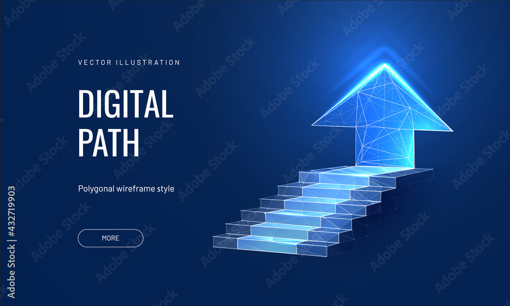 Multiple Digital Path Digital path on a blue background. Business mission concept or goal ...