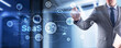 © Funtap - SaaS Software as a Service concept with man hand pressing text