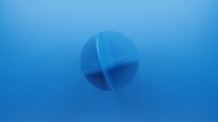 Wall Mural - abstract blue round geometric shape rotates in random direction. 3d rendering simple seamless loop a