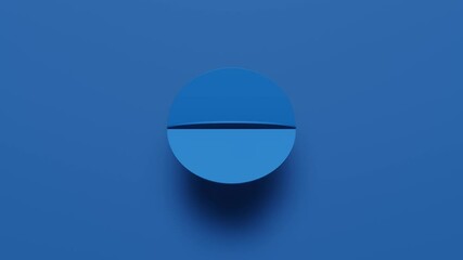 Wall Mural - abstract blue round geometric shape rotates in random direction. 3d rendering simple seamless loop a