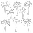 palm trees black outline digital stamps