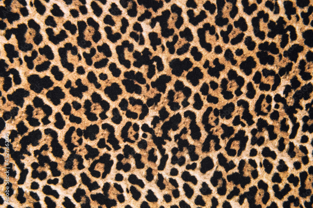 Animal print textile texture. Leopard fur background - obrazy, fototapety, plakaty 