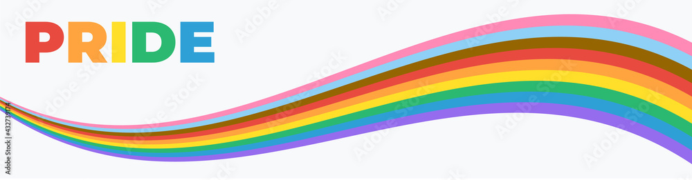 Pride Banner with LGBT Flag Wave. Pride Month Vector Illustration. Pride Rainbow Flag Wave Design Element.  - obrazy, fototapety, plakaty 