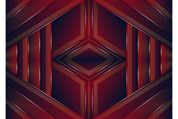 Poster - Abstract modern geometric background template. Combination gold, blue and red colors. halftone dot pattern element. Horizontal layout backdrop.