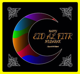 happy eid al fitr mubarak, 1 syawal 1442 hijriah is mean muslim religion event, vector background