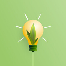 Green Sprout In Light Bulb.Green Energy And Alternative Sources Concept.Ecology And Environment Sustainable Resources Conservation.