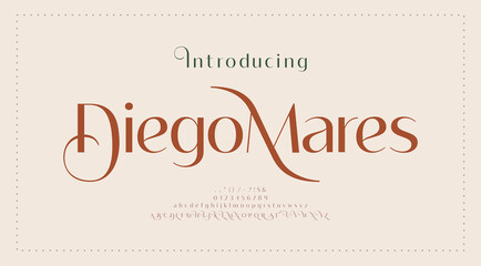 Aufkleber - Luxury wedding alphabet letters font and number. Typography elegant classic lettering serif fonts decorative vintage retro concept. vector illustration