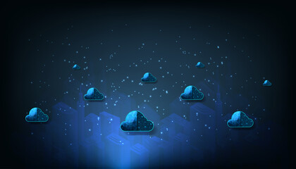 Aufkleber - Cloud computing connection concept.Internet network connection cloud technology and Data protected exchange for communication , business and technology future concept.