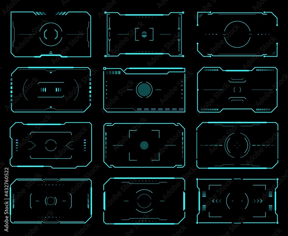 HUD target frames, aim control, ski fi UI interface. Vector futuristic ...