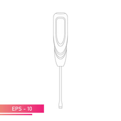 Wall Mural - A flat screwdriver with a modern and comfortable handle. Linear design. On a white background. Tools for any specialist. Flat vector illustration.