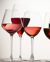 Wall Mural - Red, rose and white wine in glasses