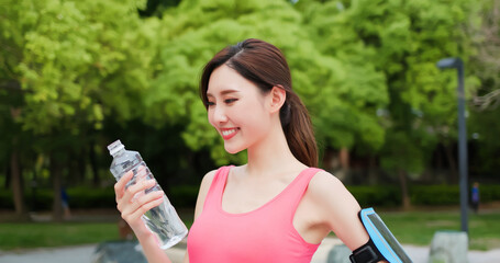 Sticker - sport woman drinking bottle water