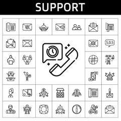 Fototapete - support icon set. line icon style. support related icons such as lifesaver, telephone, robot, help, communications, add user, teamwork, sos, well, worker, user, email