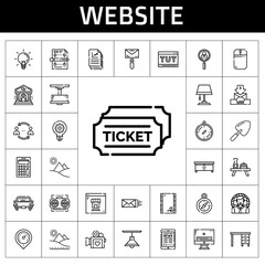 Fototapete - website icon set. line icon style. website related icons such as tickets, mail, idea, shovel, network, tablet, mouse, file, car, theater, placeholder, tutorial, table