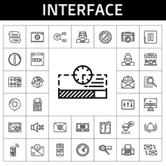 Fototapete - interface icon set. line icon style. interface related icons such as components, searching, mailing, progress bar, bar, navigation, browser, camera, email, info, calculator