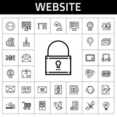 Fototapete - website icon set. line icon style. website related icons such as idea, headphones, domotics, text editor, padlock, progress bar, building, network, button, mouse, online shop