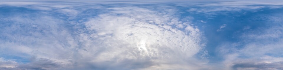 blue sky panorama with cirrus clouds in seamless spherical equirectangular format. full zenith for u