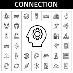 Poster - connection icon set. line icon style. connection related icons such as smartwatch, antenna, settings, wifi, smartphone, gender, networking, team, satellite dish, battery