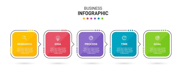 Infographic design with icons and 5 options or steps. Thin line vector. Infographics business concept. Can be used for info graphics, flow charts, presentations, web sites, banners, printed materials.