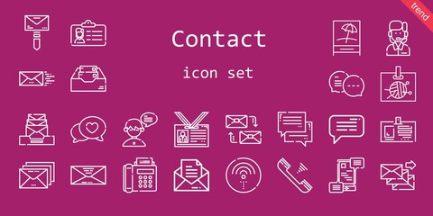 Sticker - contact icon set. line icon style. contact related icons such as wifi, mail, customer service, telephone, mailing, message, id card, envelope, communications, chat, fax, signal, inbox, email