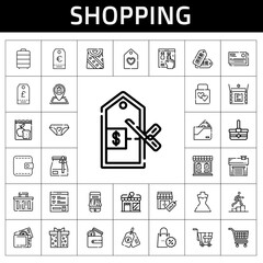 Poster - shopping icon set. line icon style. shopping related icons such as payment method, basket, shop, panties, wedding gift, wishlist, bag, shopping basket, trolley, supermarket gift