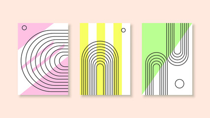Poster - Set Abstract Collection Contemporary Vector Geometric Desgin Doodle Elements Posters