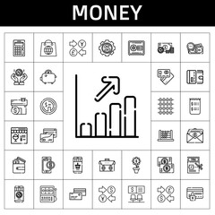 Poster - money icon set. line icon style. money related icons such as profits, calculator, safebox, online shopping, wallet, briefcase, tax, salary, dollar, online shop, debit card