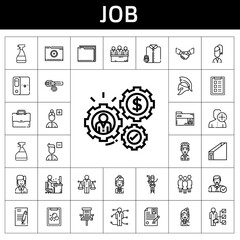 Wall Mural - job icon set. line icon style. job related icons such as handshake, office chair, employee, skills, plumber, balance, helmet, window cleaner, working, tasks, group, pilot