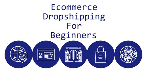 Poster - ecommerce dropshipping for beginners background concept with ecommerce dropshipping for beginners icons. Icons related shopping bag, website, internet, gateway